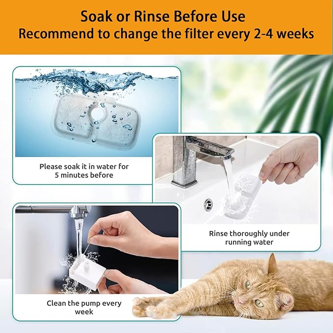 12 Packs Cat Water Fountain Filter Replacement Compatible with PETLIBRO® Dockstream Cat Water Fountain PLWF005/PLWF115/PLWF105,Triple Filtration System Replacement Filter with Pre-Filter Sponge