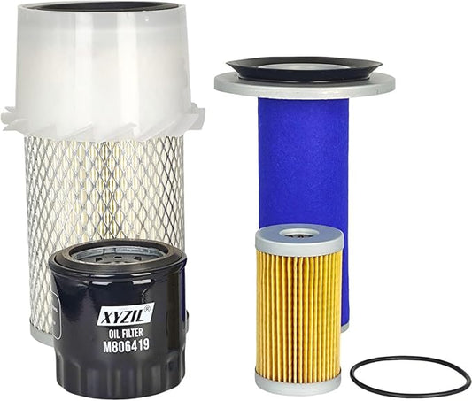 Maintenance Filter Kit Compatible with John Deere 955 Engine 3TN84 Compact Utility Tractor M806419 M801209 T111383 AM108184 AM108185 Dual Stage Air Cleaner (Oil Fuel Air Filter Kit)