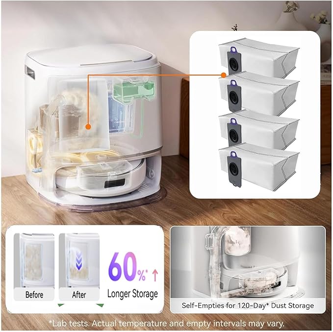 17 Pack Accessories Kits Replacement Parts for Narwal Freo Z10 Ultra/Freo Z10 Robot Vacuum Cleaner, 1 Main Brush, 4 Hepa Filters, 4 Wipe Cloths, 4 Dust Bags, 4 Side Brushes