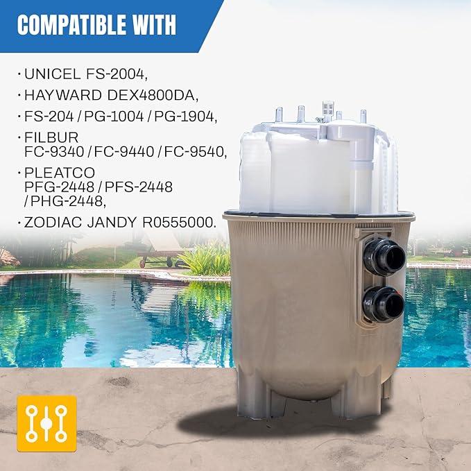 FG-1004 DE Grid Filter Compatible with FS-2004, PFS2448, FC-9540, FNS 48, PG-1904, 59002300, 48 Sq.Ft DE Grid Swimming Pool Filter Cartridge, 7 Full + 1 Partial