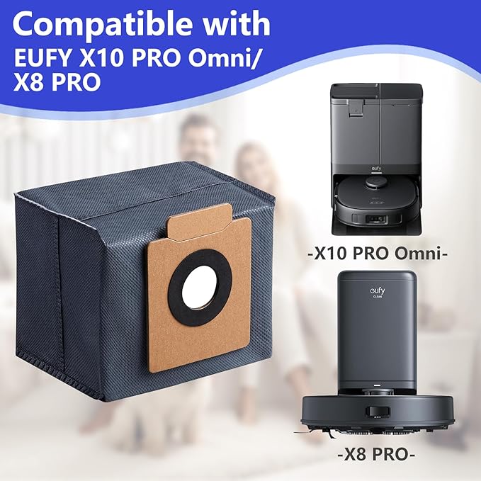 5 PCS 1:1 Dust Bags for Eufy X10 Pro Omni Robot Vacuum Cleaner & X8 Pro, 1:1 Restoration of The Original, AddDeodorizing Materials, Anti-odor,Large Capacity, Durable