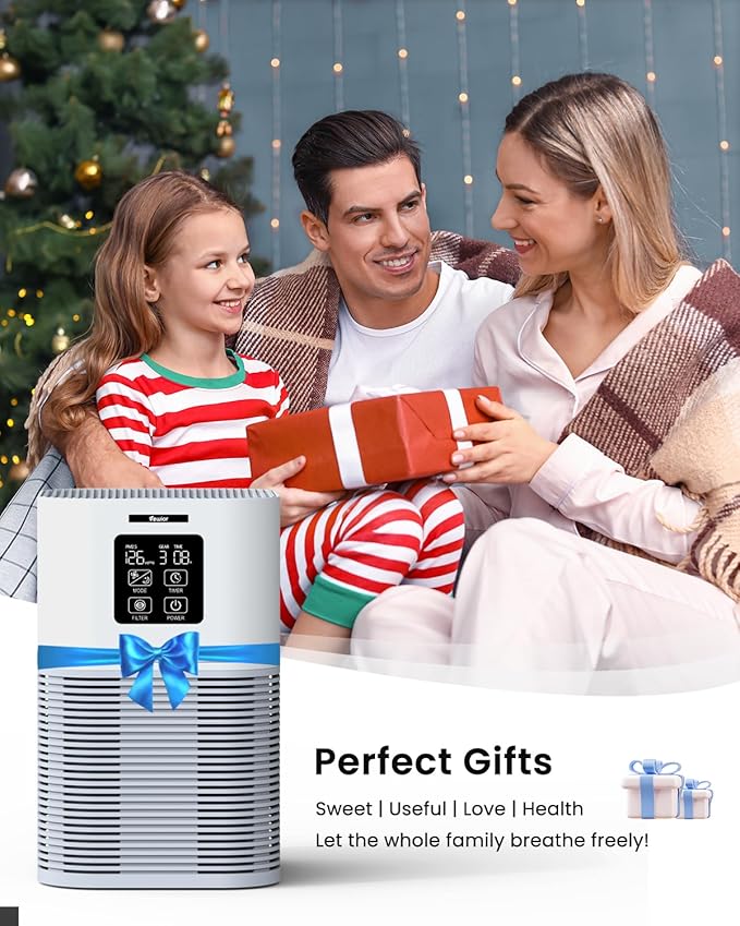 VEWIOR Air Purifiers for Home, Air Purifiers for Large Room up to 1200 sq.ft, H13 True HEPA Air Filter with Fragrance Sponge 6 Timers Quiet Air Cleaner for Pet Dander Wildfire