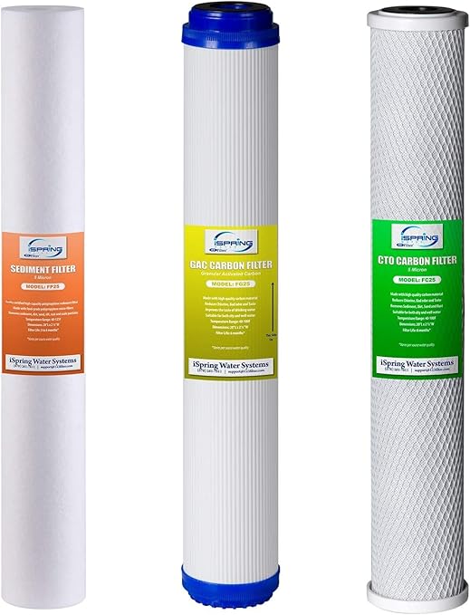 iSpring F3WCB32-O Filters: 20" x 2.5" Sediment, GAC, Carbon Blocks for RCB3P, WCB32C Systems