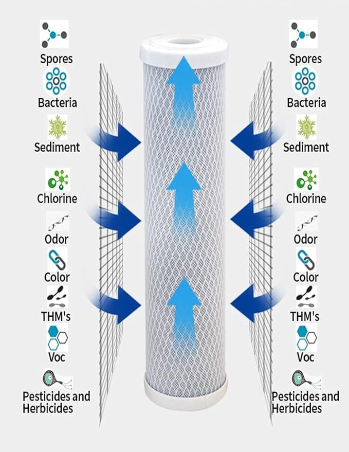 CFS – 32 Pack Carbon Block Water Filter Cartridge Compatible with Flow-Pur 8, WCBCS-975-RV Models – Removes Bad Taste and Odor – Whole House Replacement Filter Cartridge – 10“ x 2.5”