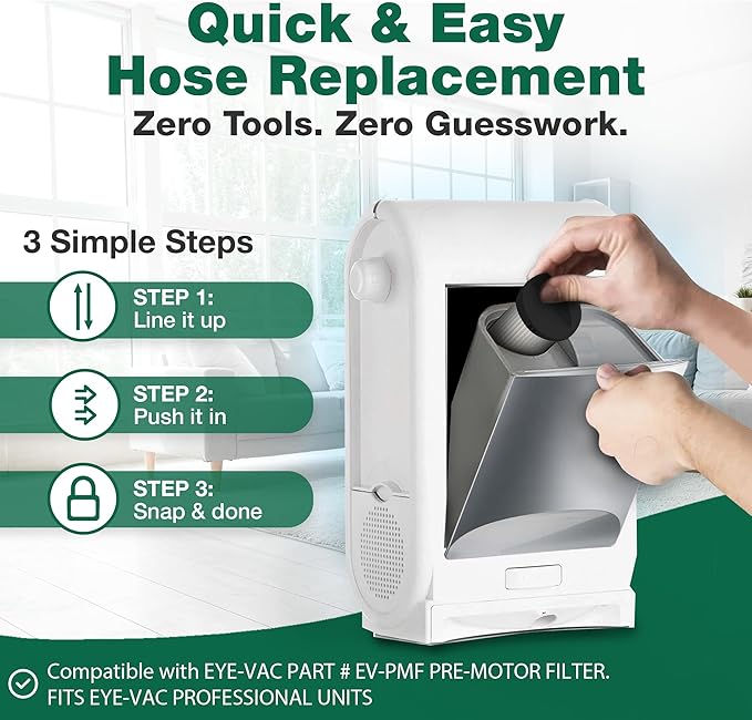 Think Crucial Replacement Vacuum Filter – Compatible with Eye-Vac Part & EV-EF Exhaust Filter & Part # EV-PMF Pre-Motor Filter – Fits Eye-Vac Professional Units