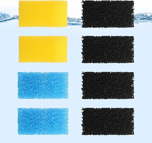 AquaMiracle Aquarium Filter Replacement Sponge, Fish Tank Filter Replacement Parts, Including 2 x Coarse Sponge, 2 x Fine Sponge & 4 x Carbonized Sponge (for Model: QF088/QF188/QF288)