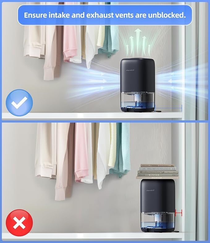 TABYIK Dehumidifier, 35 OZ Small Dehumidifiers for Room for Home, Quiet with Auto Shut Off, Dehumidifiers for Bedroom (280 sq. ft), Bathroom, RV, Closet,Blue