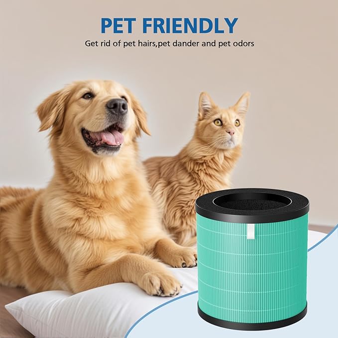 MJ002H Pet Care Replacement Fil-ter Compatible with POMORON MJ002H Air Puri-Fier, 4-Stage Filtration, H13 True Hepa Fil-ter, Activated Carbon, Multi-Layer Fil-ter, Compare Part MJ002H-RFA, 2 Pack