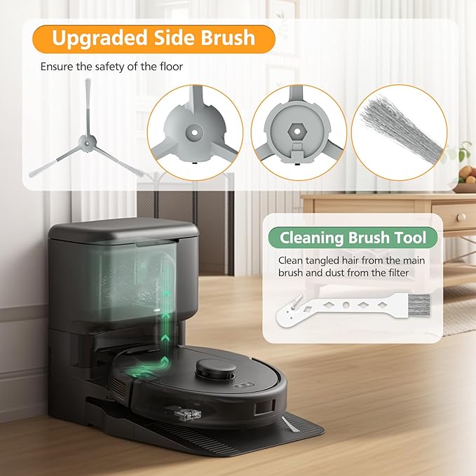 19 Pack Replacement Accessories kit Compatible with eufy L60/ L60 SES/ L50/ L50 SES Robot Vacuum Replacement Parts, 2 Pack Roller Brush + 8 Pack Filter & Sponge + 8 Pack Side Brush + 1 Cleaning Kit