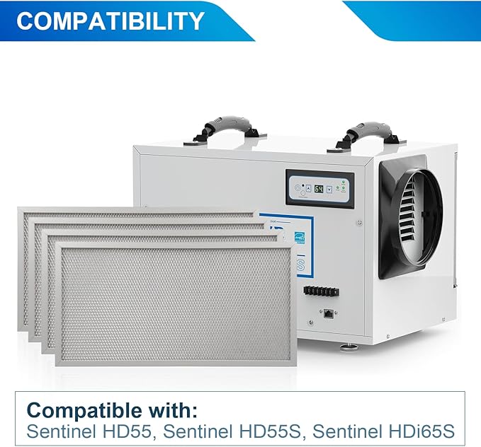 4 Pack MERV-8 Filter Replacement Set Compatible with AlorAir Basement Dehumidifiers Sentinel HD55 Sentinel HDi65