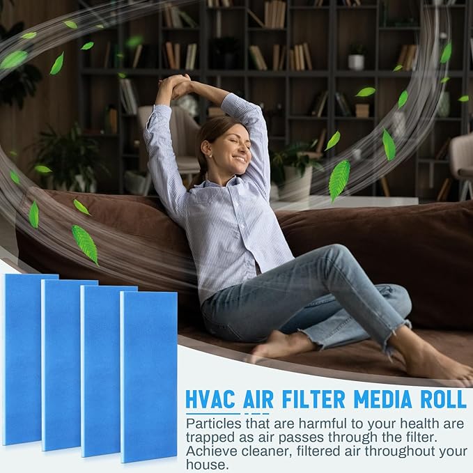 4 Pcs Filters Replacement Pads 10.5 x 21.75 Inches Replacement Filter Pads (Blue White)