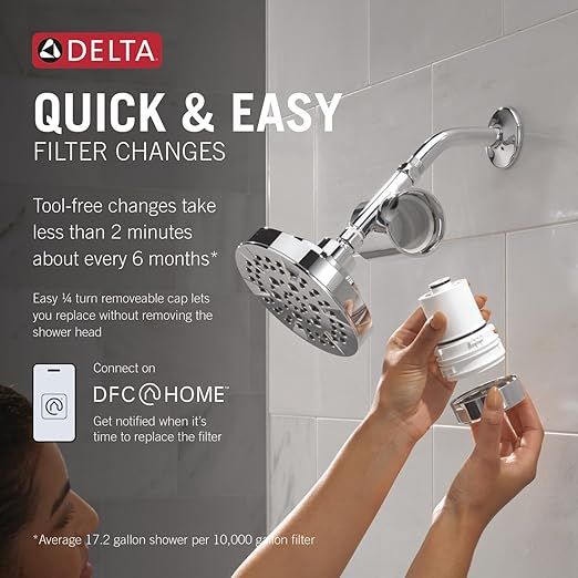Delta Faucet Clarifi Standard Shower Filter Attachment Chrome with Additional Filter Cartridge