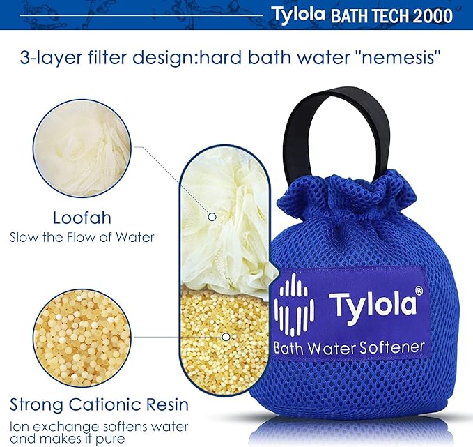 Bath Tub Filter with Cation Exchange Resin | Reduces Hard Water and Chlorine | Softer Skin and Hair | Minimizes Skin Irritation and Hair Damage | For Sensitive Skin | Bath Tech 2000