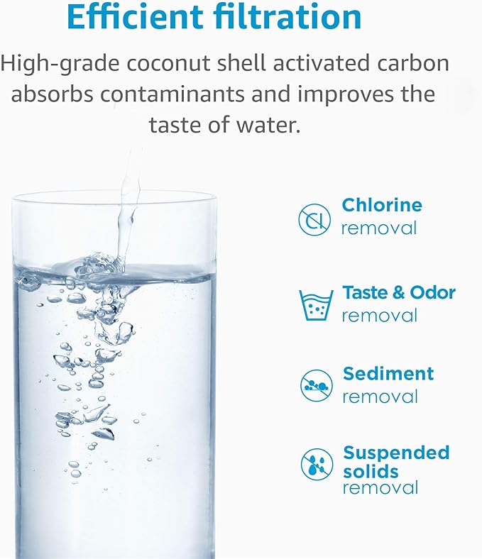 AQUA CREST GXRTQR Inline Water Filter, NSF Certified, Compatible with GE GXRTQR, GXRTQ System, Reduces Chlorine, Fluoride, Limescale and More, for Refrigerator, Icemaker, RVs (3 Filters)