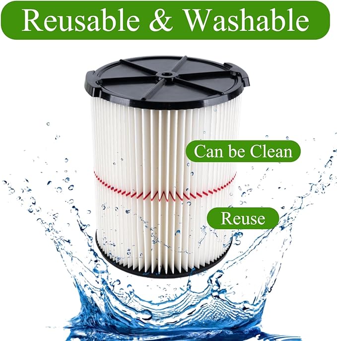 2 Pack CMXZVBE38754 Replacement Filter Fit for Craftsman Shop Vac Wet Dry 5 to 20 Gallon, 9-38754 Red Stripe General Purpose Wet Dry Vac Replacement Filter
