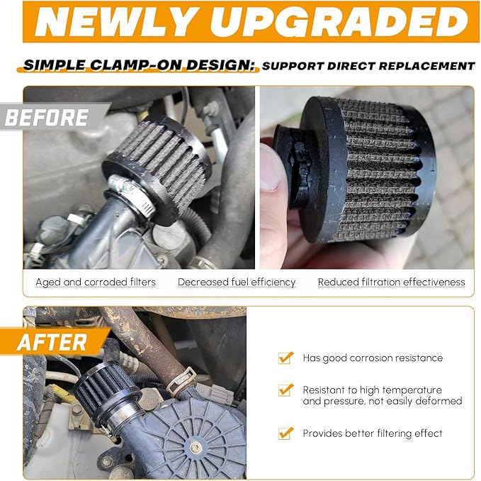 PTNHZ Universal Black Neck 1.5" 38mm Car High Flow Cold Air Intake Air Filter Power Intake Air Inlet System Air Cleaner