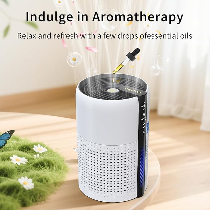 Air Purifier for Bedroom,Quiet 360°intake Air Purifiers for Pet Hair,allergies,Dust,Smoke,Smell,3-in-1 True HEPA Filter,Compatible with Bedroom/Office/Baby/Pet Room