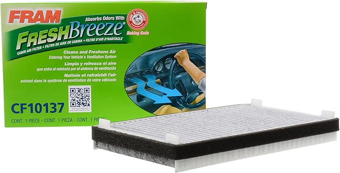 FRAM Fresh Breeze Cabin Air Filter Replacement for Car Passenger Compartment w/ Arm and Hammer Baking Soda, Easy Install, CF10137 for Select Ford Vehicles