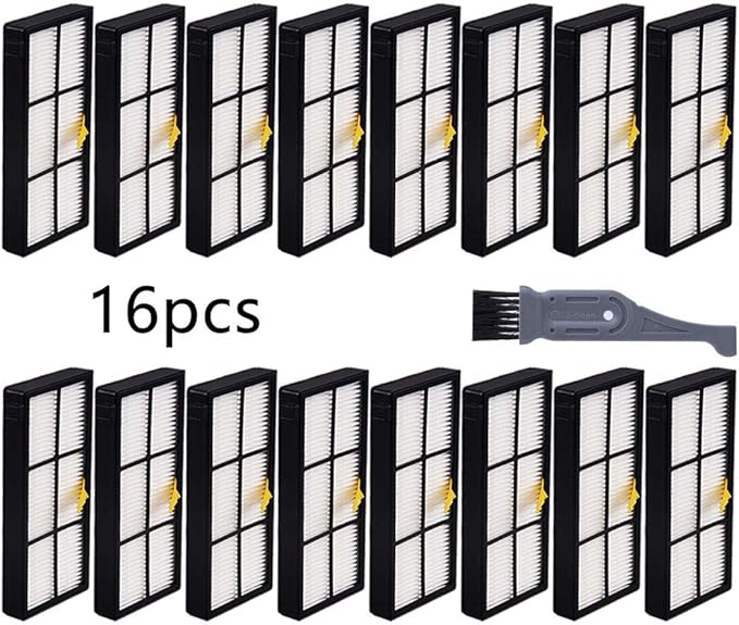 I clean 16pcs Replacement iRobot Roomba Hepa Filter, Parts Fit for Roomba 980 960 880 860 870 890 Robotic Vacuum 800&900 Series, with A Free Cleaning Brush…