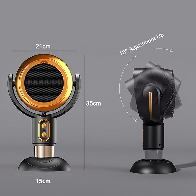 PuffHide Smokeing Fan for Smoking Indoors, Black Gold Electric Smokeaway Purifier Fan Portable Table Smoke Air PuriferFan Adjustable Angle Kitchen Mini Filter Smoke ExhaustFan(Rechargeble)