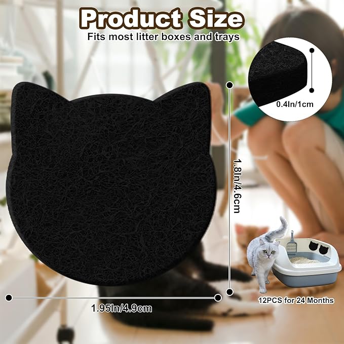 12 Pack Cat Litter Box Filter Litter Stick-on Activated Cat Litter Box Filter Compatible with Most Cat Litter Box Universal Cat Litter Box Filters Replacement to Absorb Odors and Keep Dry