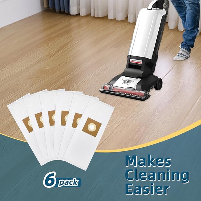 6 Pack Type Y HEPA Vacuum Bags Replacement for Hoover WindTunnel Upright Style Y, Z, YZ Vacuum Cleaners, 4010100Y Filter Bag