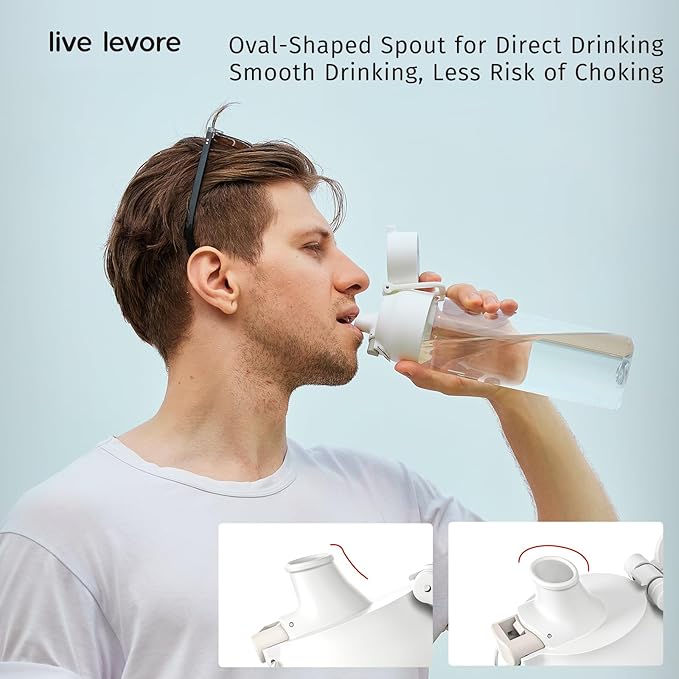 750ml Leak Proof Water Bottle with Flip Top Lid, BPA-Free USA Tritan Drink Bottle, Dishwasher Safe for Office, Outdoor & Daily Use (White, 1 Pack)