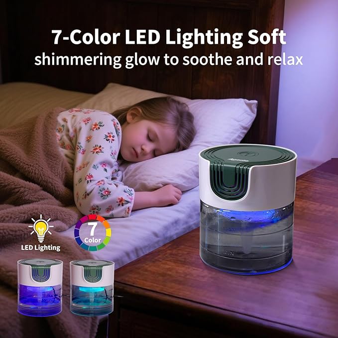 Aozale Water Air Purifier for Home, Quiet Variable Speed Water-Based Air Purifiers with LED Night Light, Essential Oil Aroma Diffuser, Humidifier & Freshener - for Home Pets Odors, Smoke (Green)