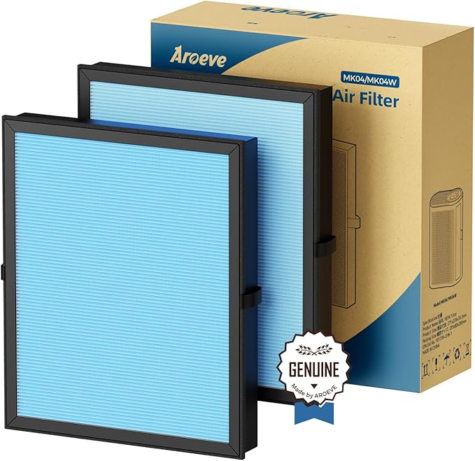 AROEVE MK04 Air Filter Suitable for MK04 for Dust, Pet Dander, Smoke, Pollen for Bedroom and Office- Standard Version(2 Pack)