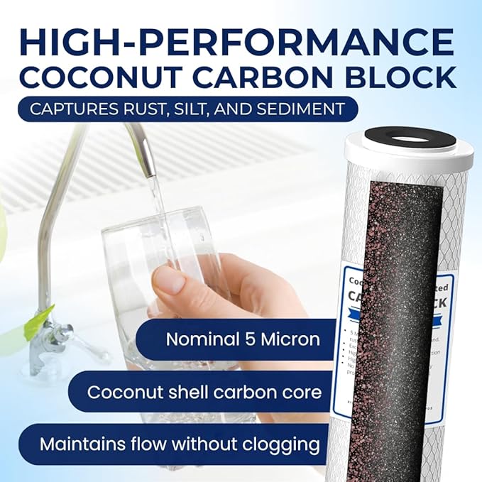 IPW Industries Inc Set of 4 Compatible for Water Filter GE GXWH04F, GXWH20F, GXWH20S & GXRM10 Multi-Pack, Carbon Block Replacement Cartridge