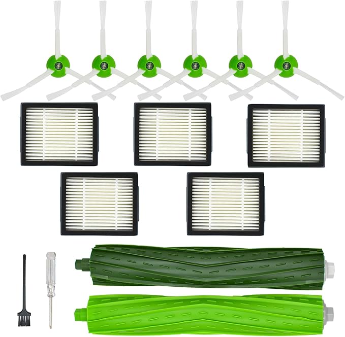 Replacement Parts Accessories Kit for iRobot Roomba i7 i7+ i6 i6+ i3 i3+ i8 i8+ i4 i4+ i5 i5+ i2 i2+ i1 i1+ i e Series Robotic Vacuum Attachment, 1 Rubber Brush, 5 HEPA Filter, 6 Side Brush