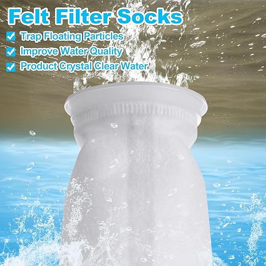 12 Pack 4" x 14" Filter Socks 4 Inch Ring by 14 Inch Long 200 Micron Filter Bag, Felt Filter Sock for Aquarium, Industry, Chemical, Water Liquid Filter Bags