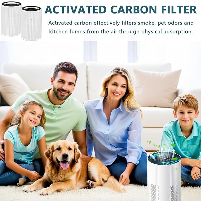 2Pcs Replacement Filter Compatible With ECOSELF HAP604 Air Purifiers, 3-In-1 Air Filter, H13 Efficiency Activated Carbon Filtration Hepa,