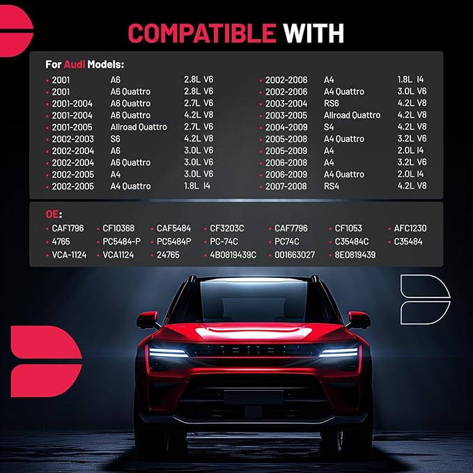 BDFHYK 1PC CF10368 Cabin Air Filter with Activated Carbon Compatible with Audi A4, A4 Quattro, Allroad Quattro, A6, A6 Quattro