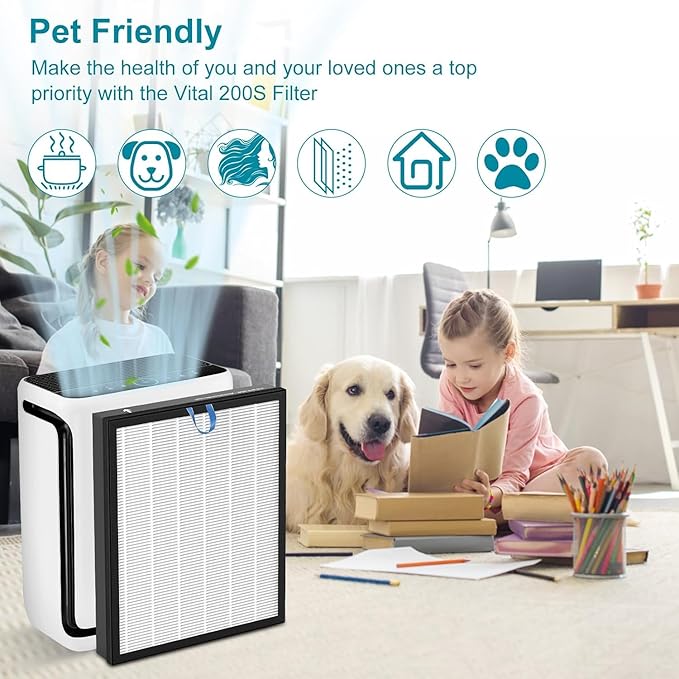 Vital 200S Replacement Filter for Levoit, High Efficiency and Activated Carbon Filter, 2 Pack