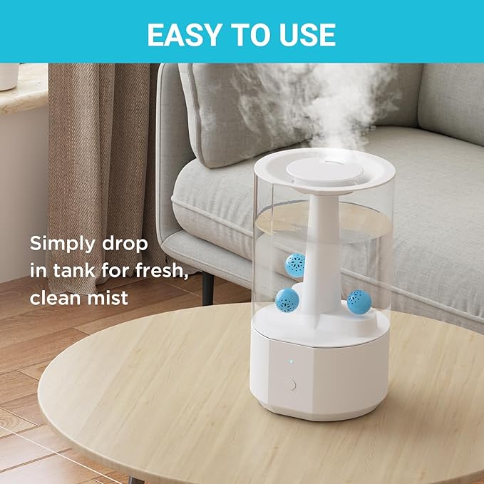 Humidifier Cleaning Ball – Fight Humidifier Mold and Bacteria with Humidifier Cleaner, Prevents Hard Water Build-Up, Eliminates White Dust, Removes Odor, For All humidifiers, Fish Tank