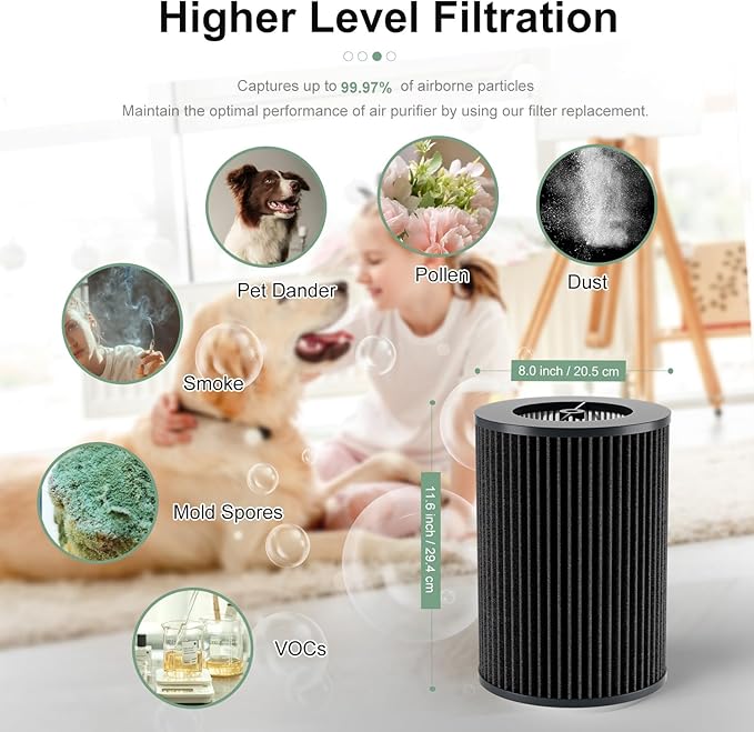 Air Pro PECO-HEPA Filters Replacement Compatible with Molekule Tri-Power Air Pro Air Purifier, 3-in-1 High-Efficiency True HEPA Replacement Filter (1 Pack)