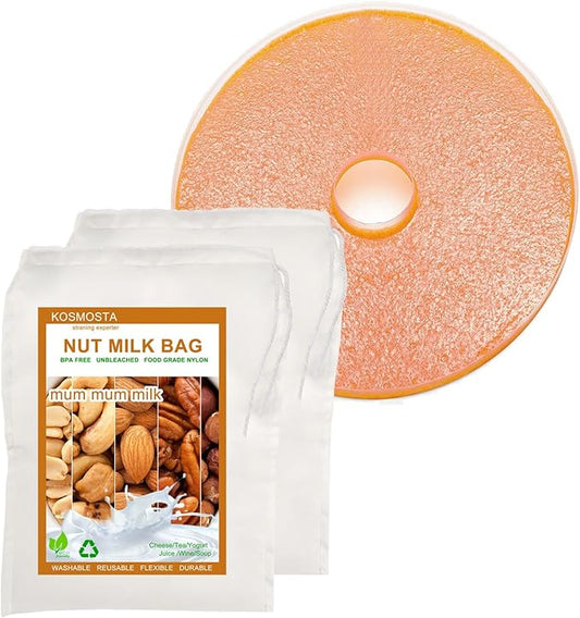 2 Pack Nut Milk Bags with Fruit Roll Sheets, 100 Micron Reusable Nylon Food Strainers Bags Multi-use Food Grade Almond Milk Filter Bags, Fine Mesh Nylon Cheesecloth & Cold Brew Coffee Filter