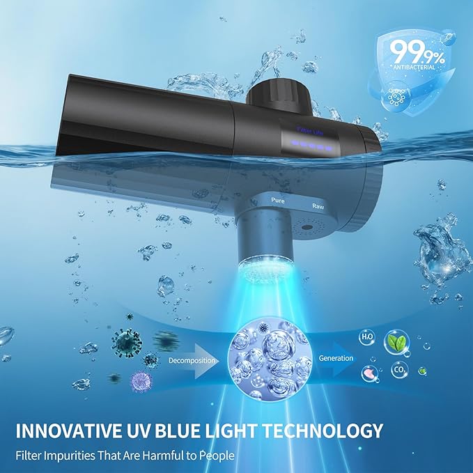 HOMELODY 3.0 Water Filter for Sink Faucet - Upgraded LED Display 3000-4000L Faucet Mount Tap Water Filter Reduces Lead Chlorine Heavy Metals, Fits Most Standard US Faucets