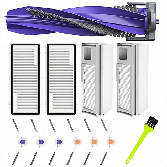 Accessories Replacement Compatible with Narwal Freo X Ultra/Plus Robot Vacuum, 12 Vacuum Accessories Set, 1 Main Brush, 2 Hepa Filter, 2 Dust Bags, 6 Side Brushes, 1 Cleaning Brush