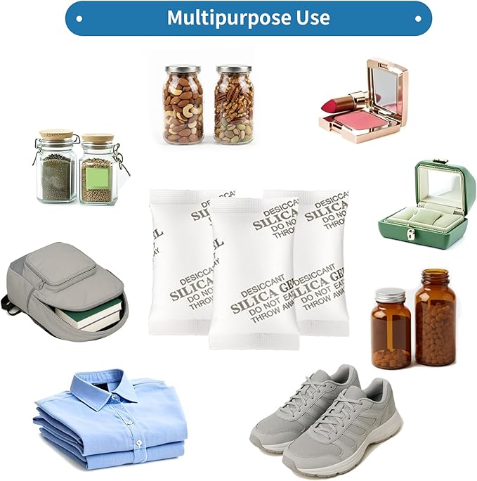 MakMeFre 5Gram(200Packets) Food Grade Moisture Absorbers Silica Gel Packs Desiccant for Moisture Storage Control