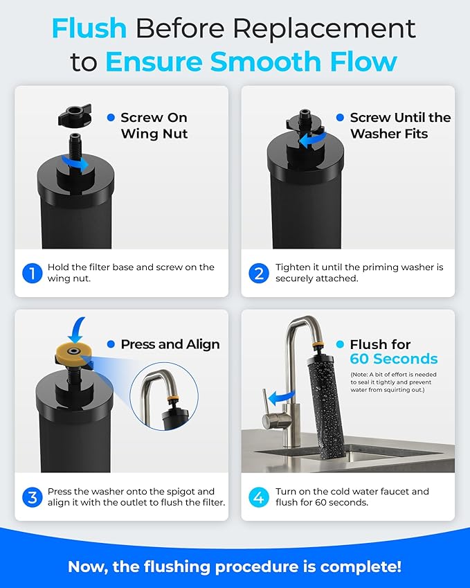 Alkaline Waterdrop Gravity-fed Water Filter System, Increase PH, Reduces Fluoride and up to 99% of Chlorine, with 4 Filters and Metal Spigot, King Tank Series, 2.25G
