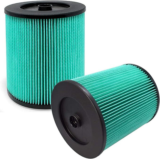 MZY LLC 2 Pack 17912 & 9-17912 Replacement Filter Compatible for Craftsman Shop Vac 5 to 32 Gallon, 3-Layer Pleated 9-17907 Wet/Dry Fine Dust Filter, Part # 17912 & 9-17912
