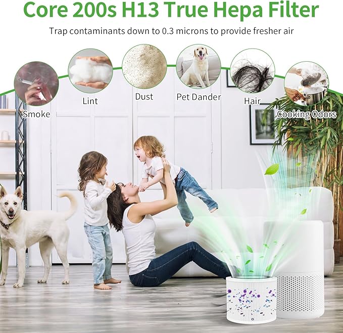 Core 200S Replacement Filter Fit for Levoit Air Purifier, Core 200S-RF 3-Stage Activated Carbon True H13 HEPA Replacement Filter Compatible with LEVOIT Core 200 Air Purifier, 1 Pack