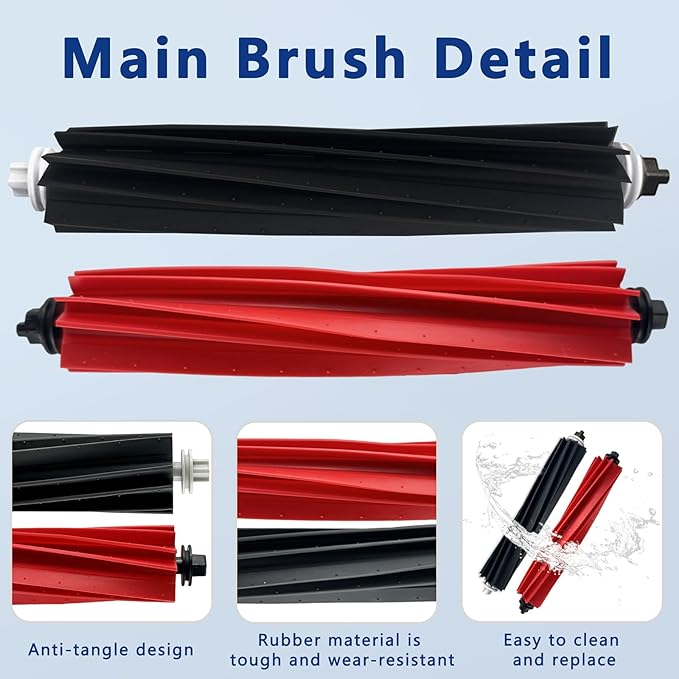 Replacement Accessories Kit Compatible with Roborock Q5 Max+/ Q5 Pro/ Q5 Pro+/ Q5 DuoRoller+/ Q8 Max/ Q8 Max+ Plus Vacuum Robot, Main Brushes, 2 Side Brushes, 2 HEPA Filters,2 Bags,2 Rags,Tools