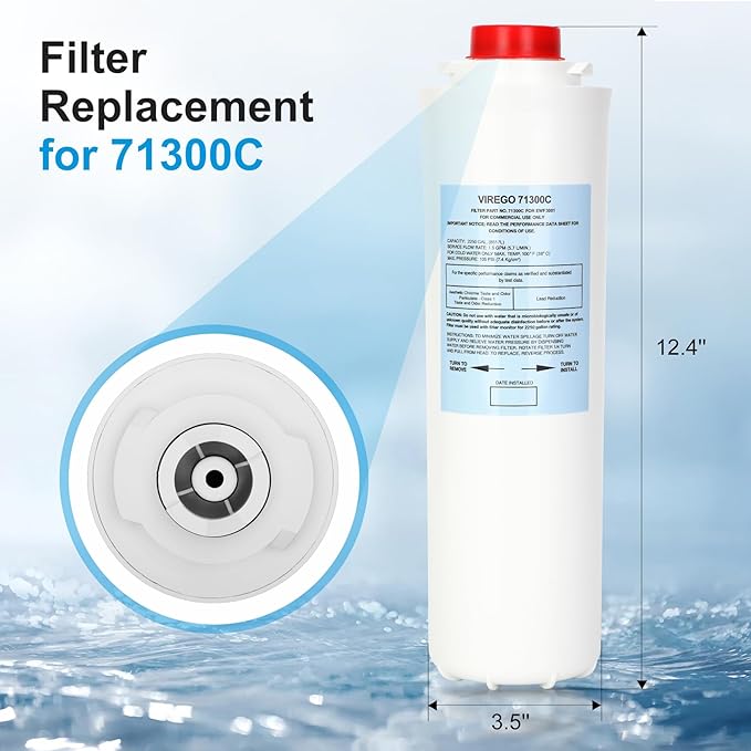 71300C Filter, Replacement for Elkay 71300C, PFOA/PFOS (PFAS) + Lead + Microplastics NSF Certified, for Enhanced EZH2O Bottle Fillers, Replacement for 51300C, High Capacity 2250 Gallon (No Chip)
