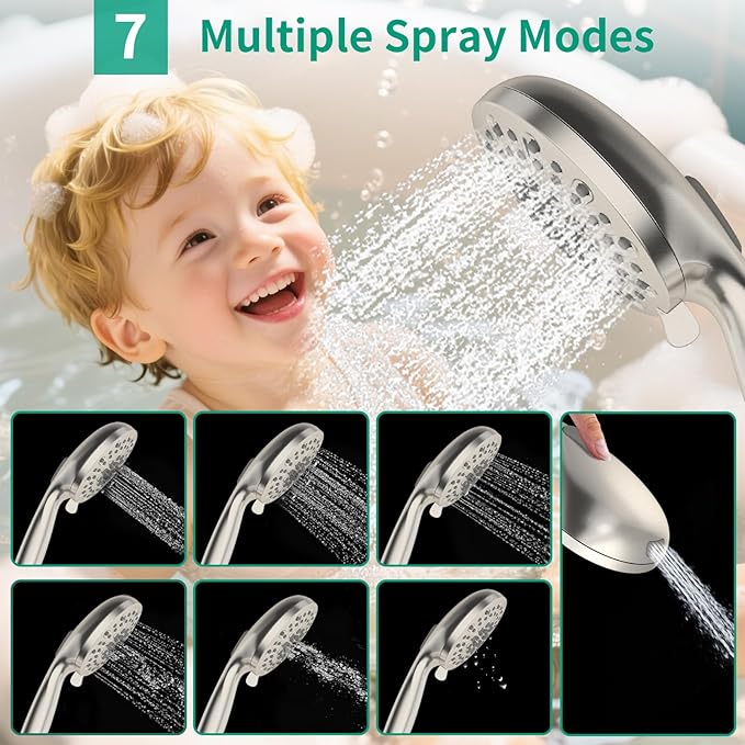 10" Filtered Rain Shower Head with Handheld Spray Combo, High Pressure Shower Head and Handle Set with Filter, Dual Shower Head with Extra Long Hose and Adjustable Arm (Brushed Nickel)