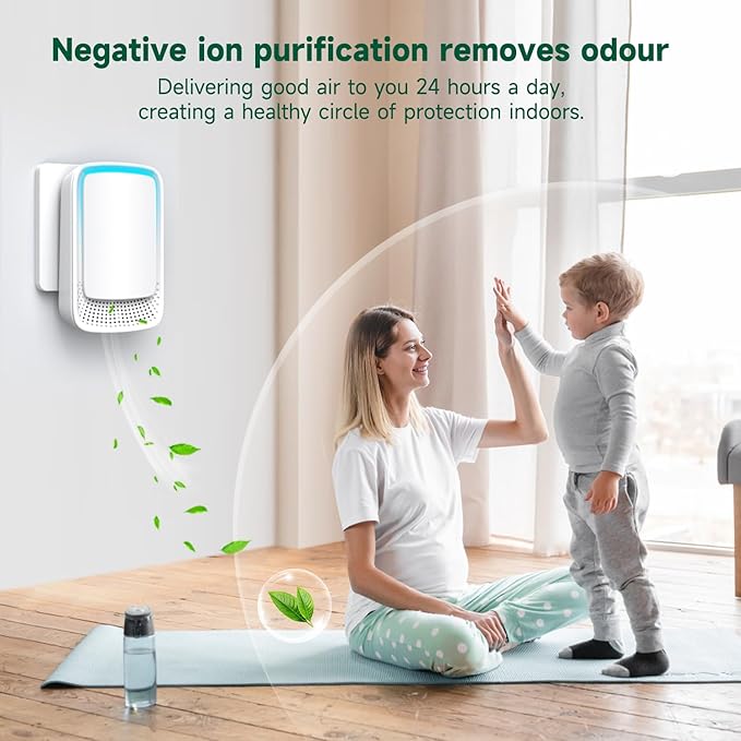 Plug In Air Ionizer Purifier for Home (4 Pack), Negative Ion Generator, Quiet Air Freshener for Bedroom, Office, Kitchen, Portable Air Filter, Mini Air Cleaner