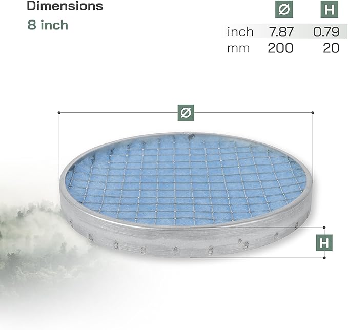 Vent Systems 8" Filter Replacement - Duct Filter - G4 Class Filtration Purifier System with Steel Mesh Screen - Air Vent Filters for Dust Collection/Air Purification - Rigid/Flexible Vent Hose