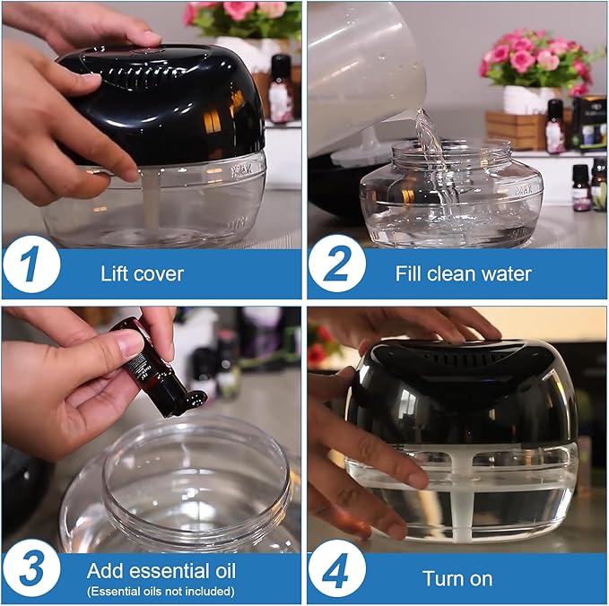 Purifier Air Washer, Air Fresher Aroma Diffuser for Home, Office, Air Purifier with Night Light (Black)